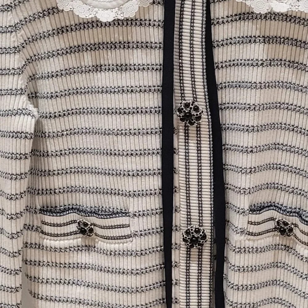 Self- portrait, blue and white striped sweater- size m - Picture 3 of 6